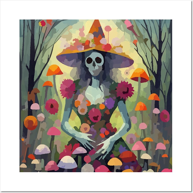 watercolor flowers witch nurse zombie Wall Art by Catbrat